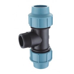 Plastikinis PE trišakis su iššoriniu sriegiu  D40x6/4x40 90 laipsn